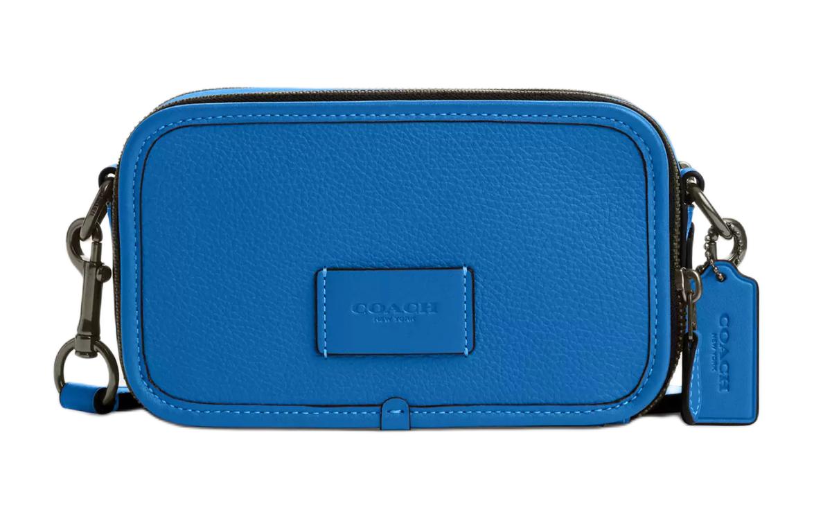 

Кожаная сумка для фотоаппарата, плечевая сумка, кроссбоди Trumpets Women's Cannon Медная и ярко-синяя COACH