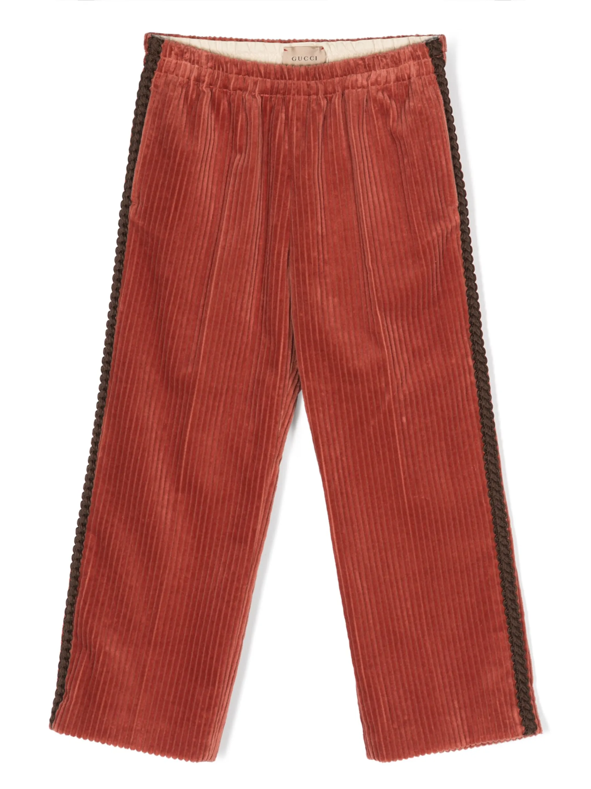 

Вельветовые брюки прямого кроя с нашивкой-логотипом Gucci Kids, красный