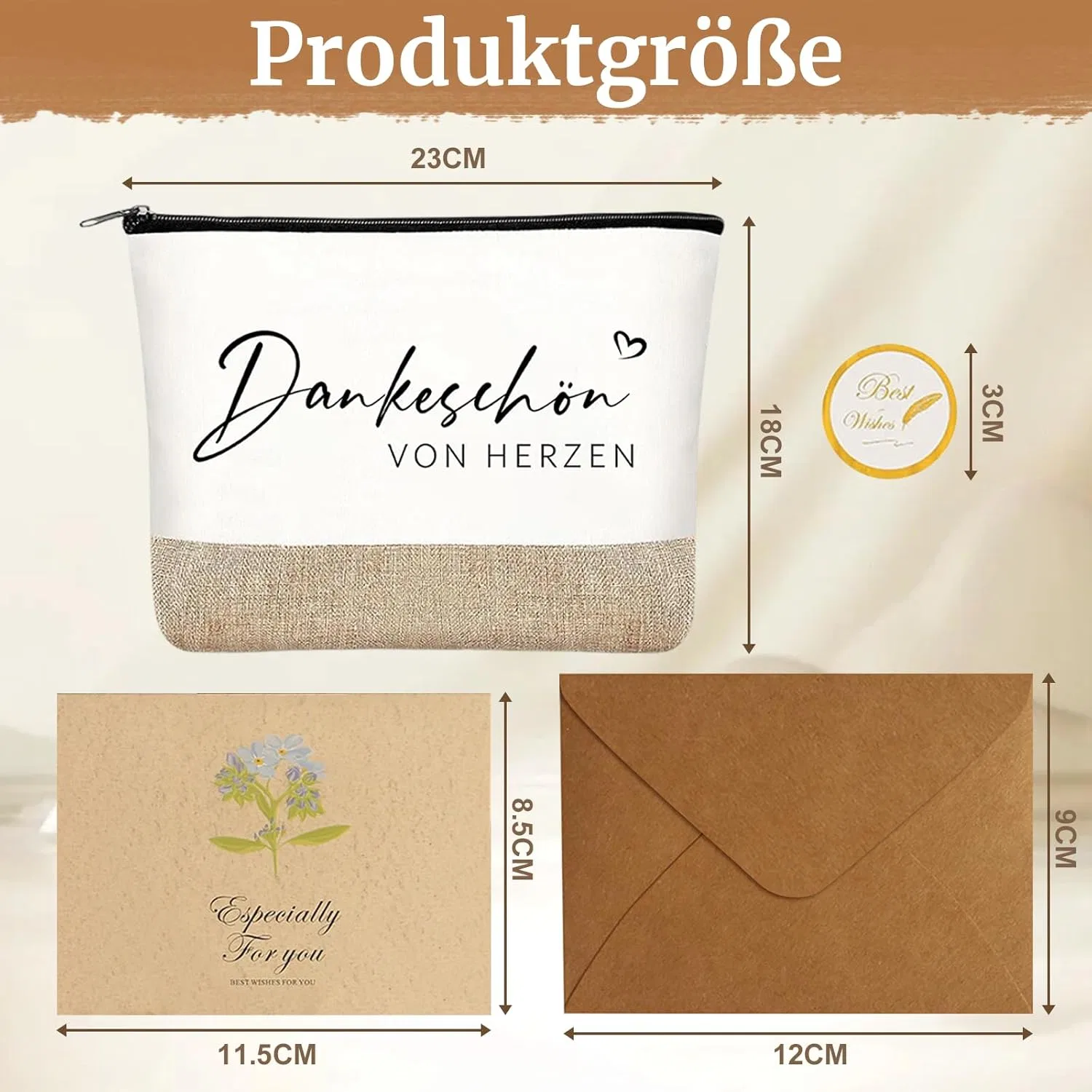 Женская косметичка с принтом «Danke von Herzen» в подарочном наборе Aurelx — фото 3
