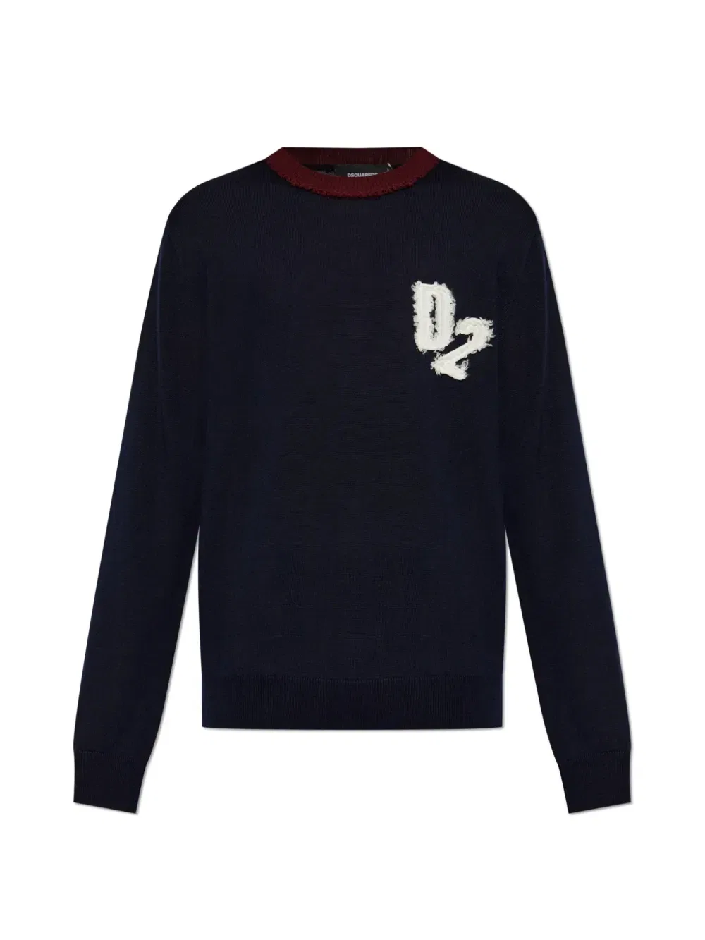Шерстяной свитер D2 College с логотипом-нашивкой DSQUARED2, синий