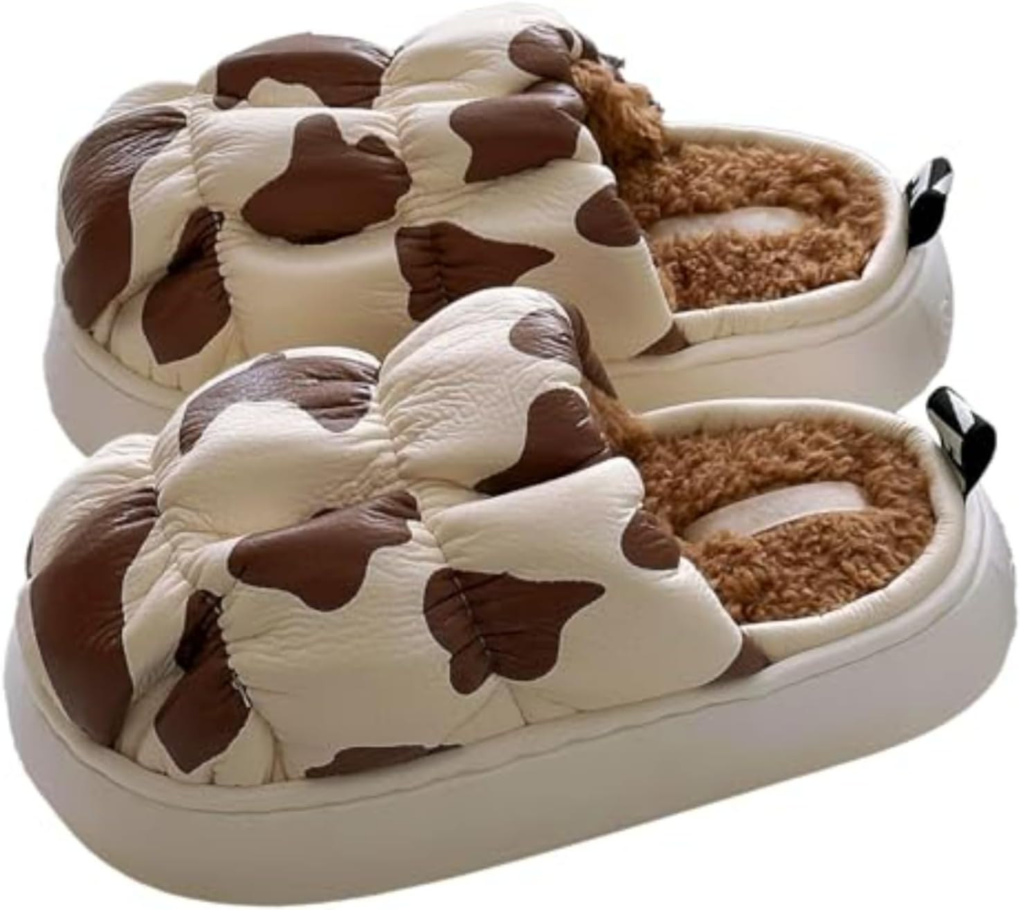 

Тапочки с принтом коровы и зебры для женщин и мужчин, милые и необычные, мягкие, пушистые, забавные, кавайные, плюшевые, для дома и улицы, с нескользящей подошвой Elirar, Coffee Cow