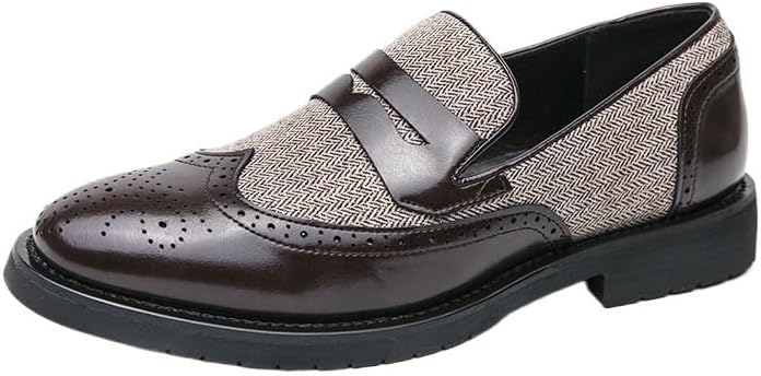 

Мужские классические оксфорды, без застежки, деловые кожаные оксфорды, для вождения, удобные, для вечеринок и свадеб Zestrelax, коричневый