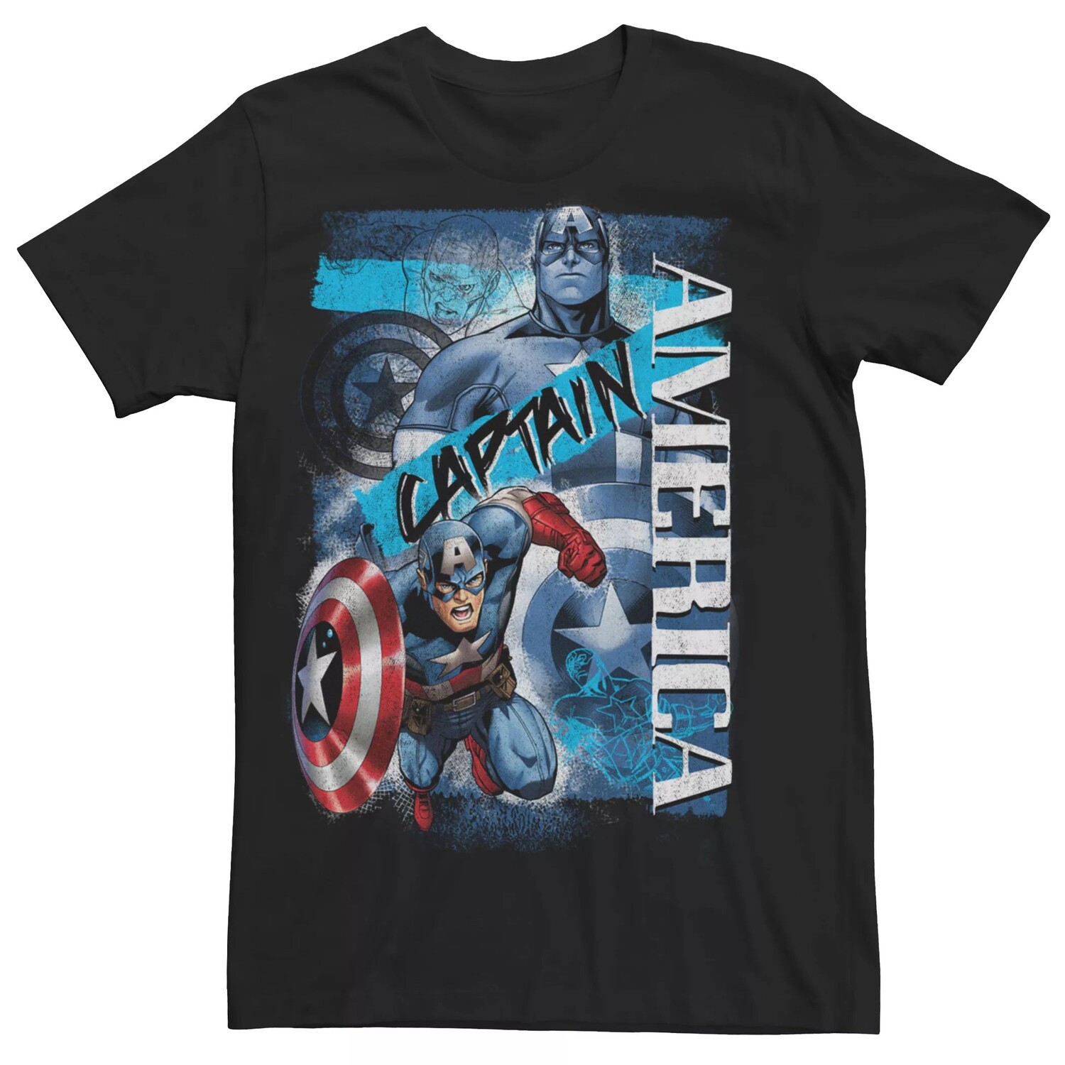

Мужская футболка с коллажем и рисунком Marvel Avengers Captain America Licensed Character