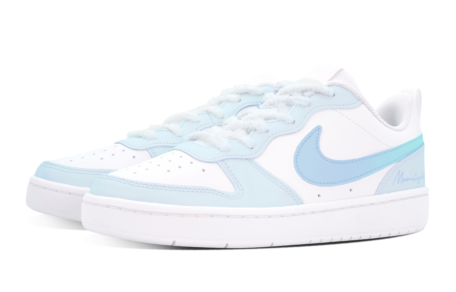 Nike Кроссовки для скейтбординга Court Borough Low 2 с противоскользящей и износостойкой подошвой, низкие, для детей, бело-голубые, для подростков — фото 4