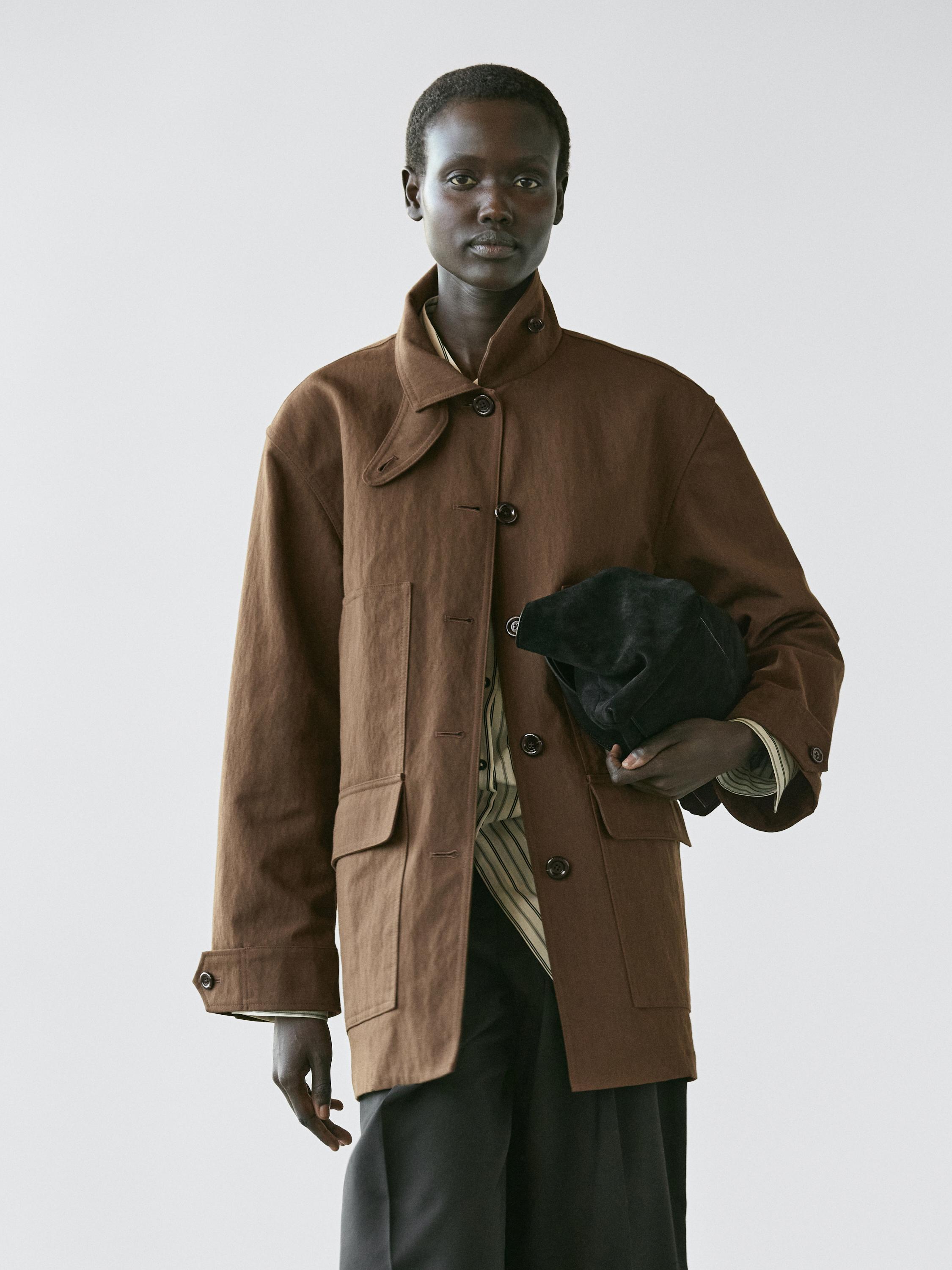 Куртка из хлопковой смеси с карманами Massimo Dutti, brown — фото 3