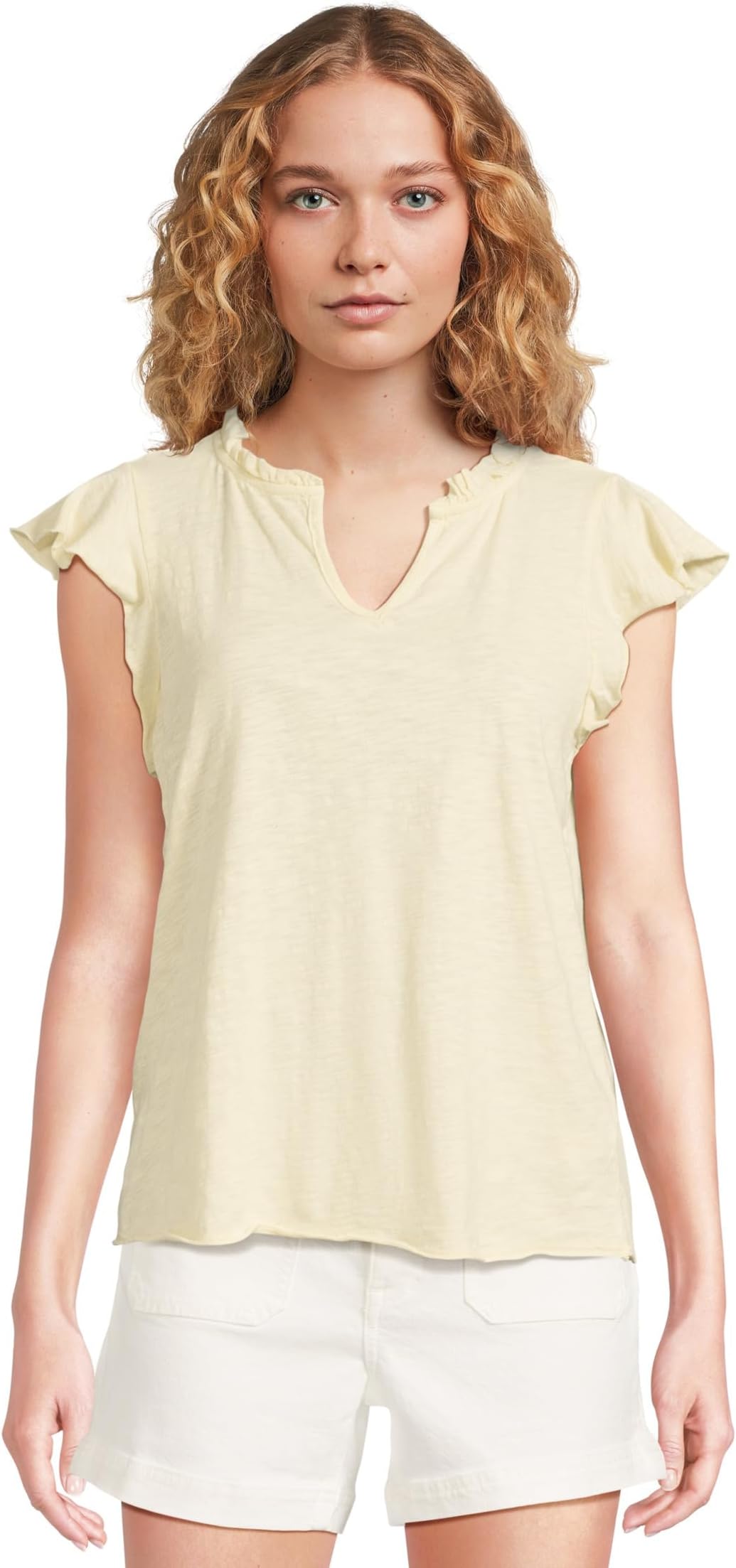

Топ Mod-o-doc Sleeveless Ruffle Top, цвет Sweet Cream