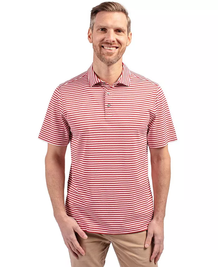 

Мужская поло Virtue Eco Pique Stripe из переработанного материала Cutter & Buck, красный