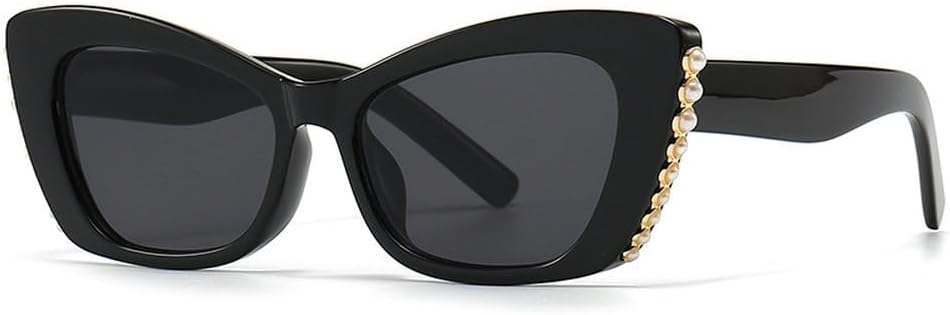 

Женские солнцезащитные очки в стиле ретро с жемчужным оправой «кошачий глаз», обеспечивающие защиту от ультрафиолета (UV400) для активного отдыха на природе JWMSXYQR, C1black