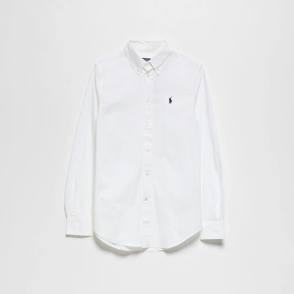 Женская приталенная эластичная рубашка из поплина белого цвета от Polo Ralph Lauren