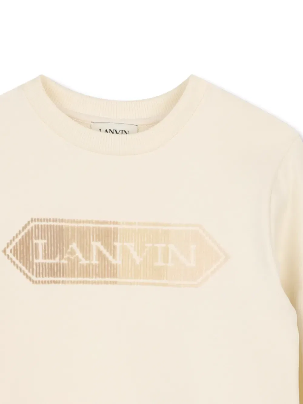 Свитшот с логотипом Lanvin Enfant, бежевый — фото 3