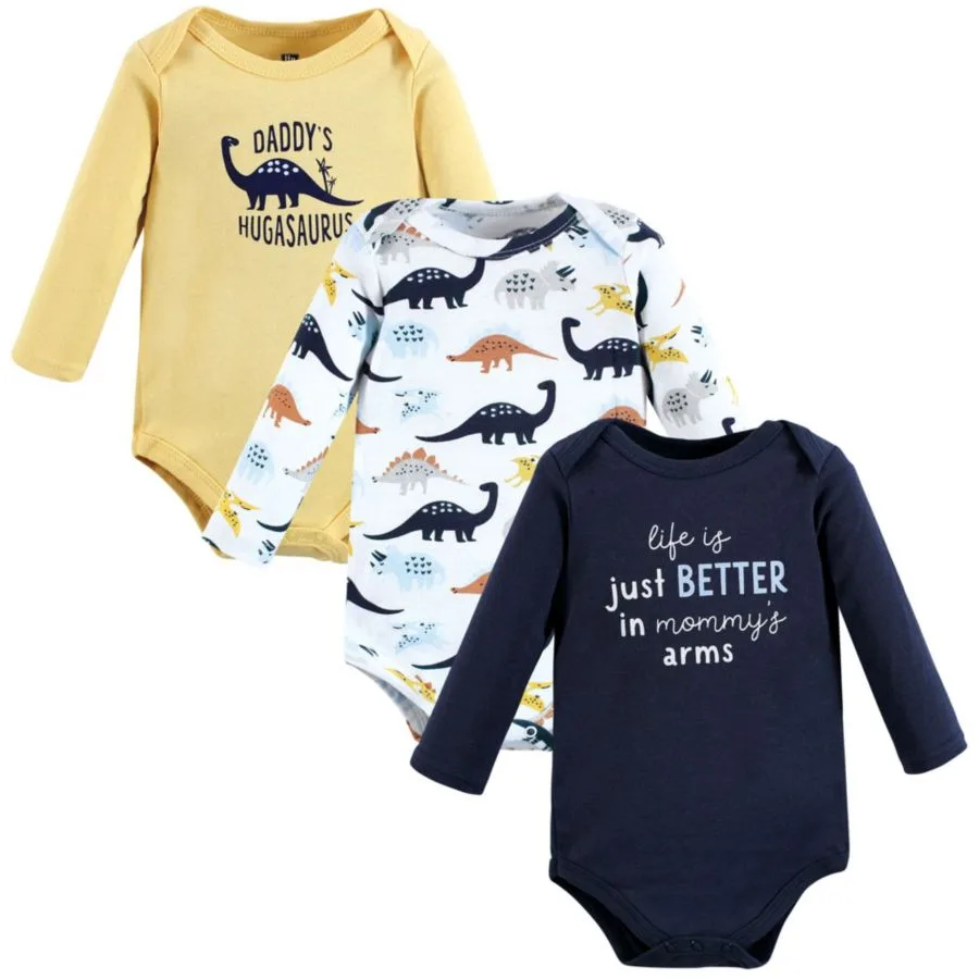 Хлопковые боди с длинными рукавами, комплект из 3 штук Hudson Baby, Hugasaurus
