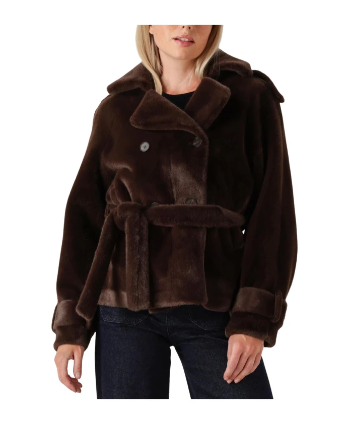 

Стильное пальто из искусственного меха Ibana, коричневый