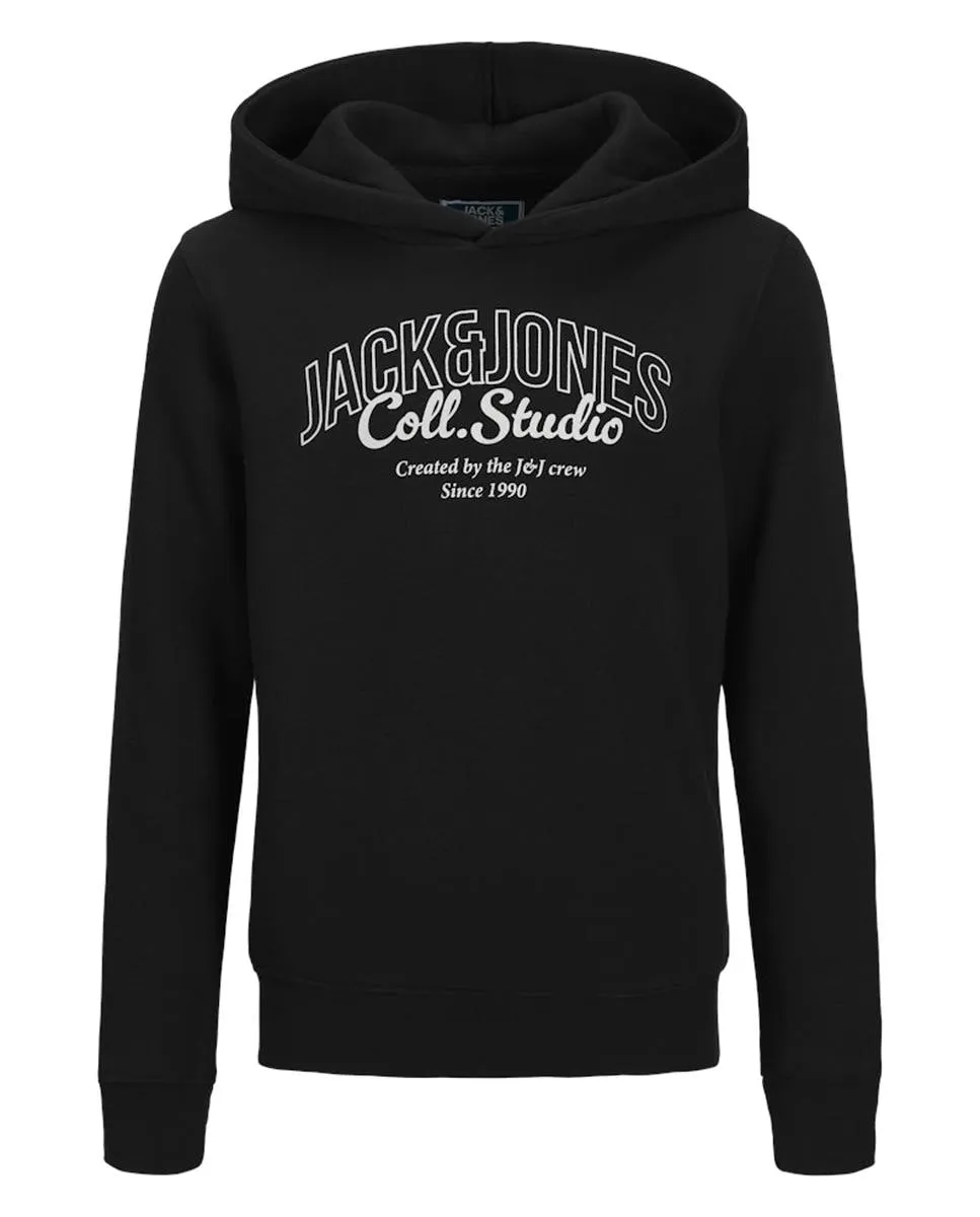 

Детская толстовка с капюшоном и принтом спереди Jack & Jones, черный