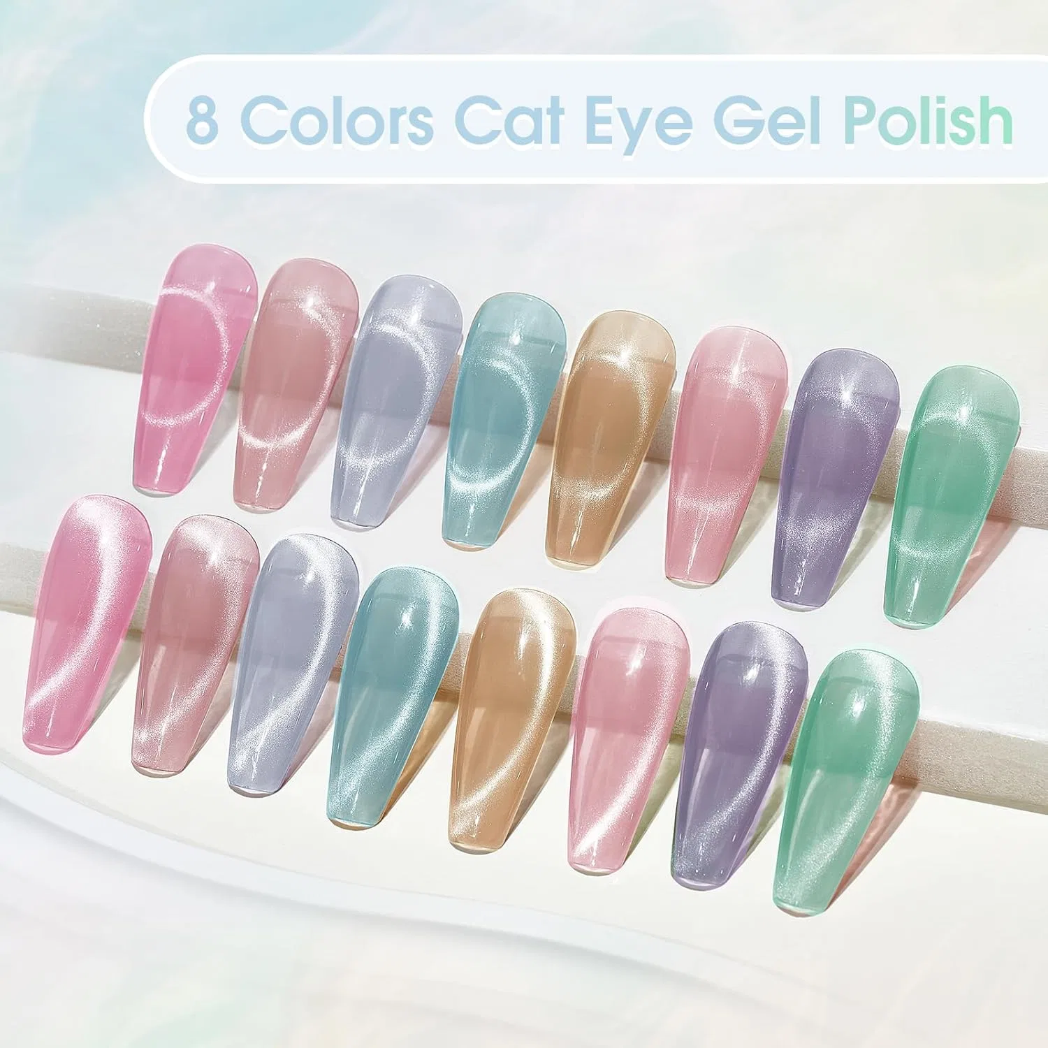 Набор гель-лаков для ногтей «Jelly Cat Eye Gel» из 8 цветов от ROSALIND Rosalind, 029 — фото 2
