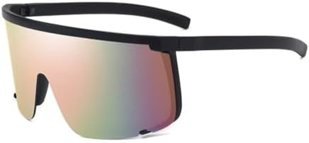 

Мужские солнцезащитные очки большого размера, солнцезащитные очки-щитки в полуободковой оправе для женщин, защитные очки с защитой от УФ-излучения UV400 MTZJH, Black-pink Mirror