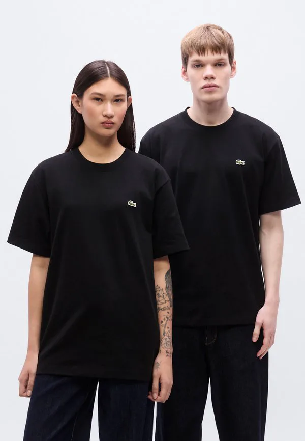 Футболка Lacoste Базовая унисекс, Круглый вырез, черный — фото 3