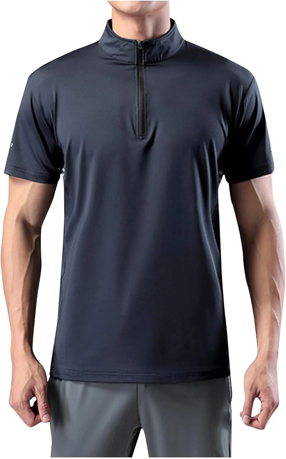 

Мужская спортивная футболка 1/4 Zip с коротким рукавом Slim Fit