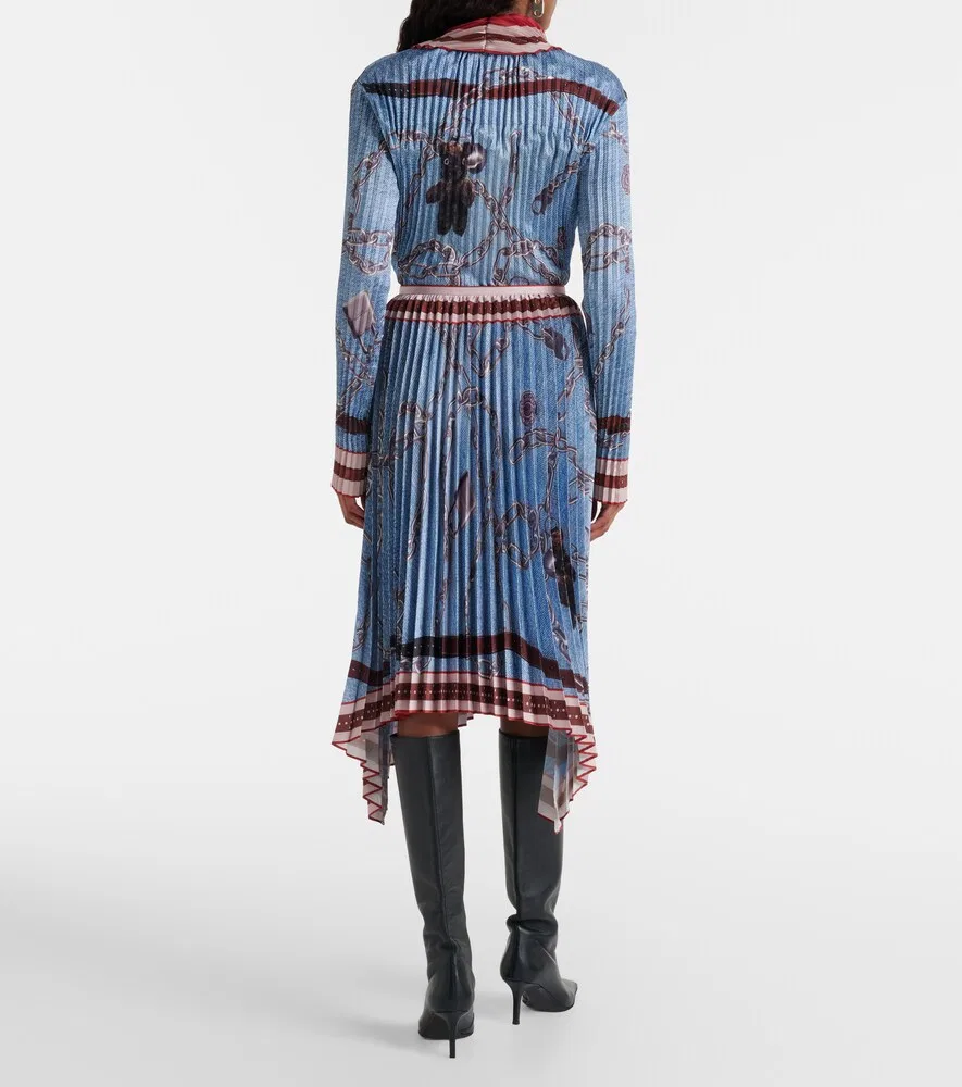 Плиссированная юбка миди с принтом Acne Studios, синий — фото 3