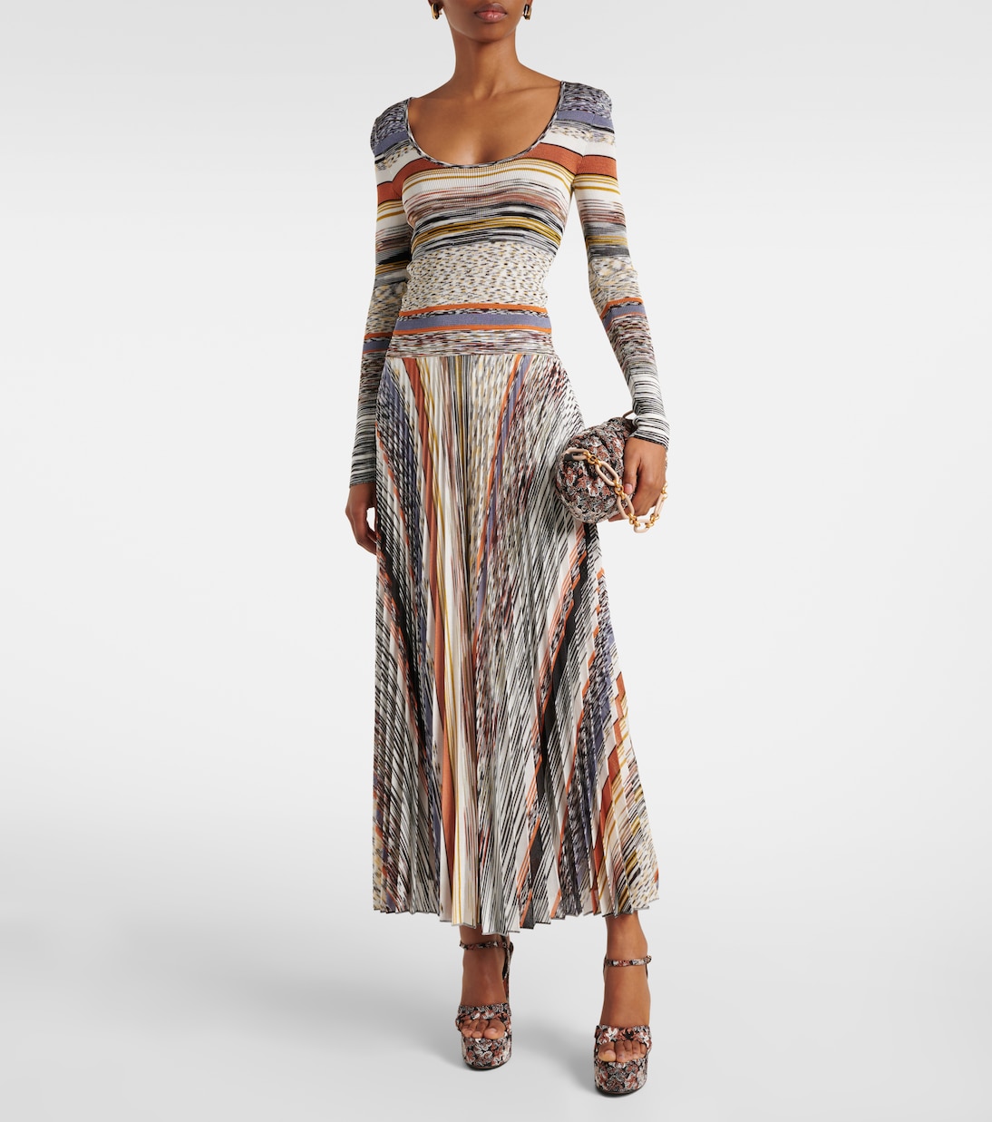 Анжела Рашель ламе платформенные сандалии Missoni, коричневый — фото 3