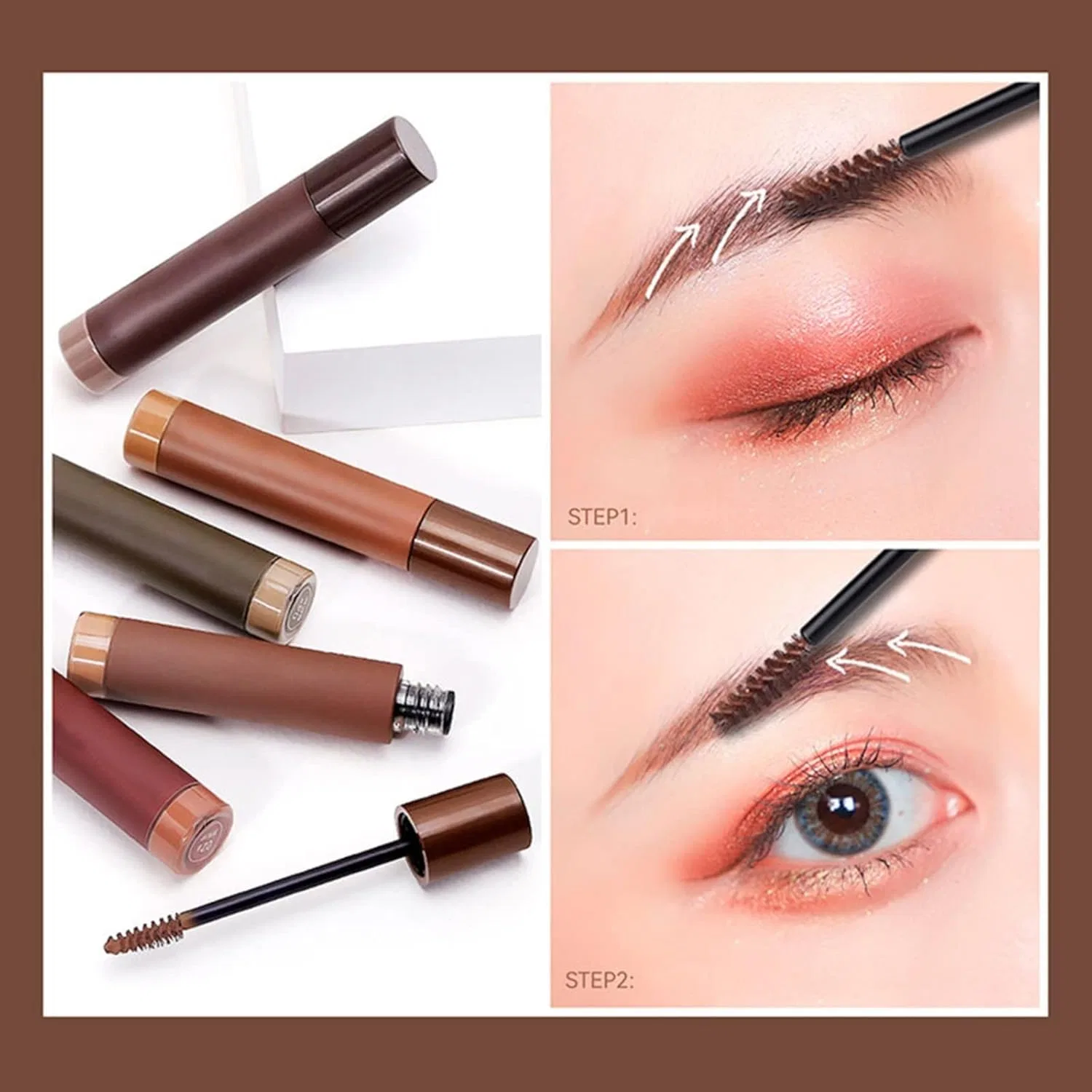 Гель для бровей Attractive Colored Eyebrow Gel, водостойкий, с тремя кисточками, 35 г — фото 4