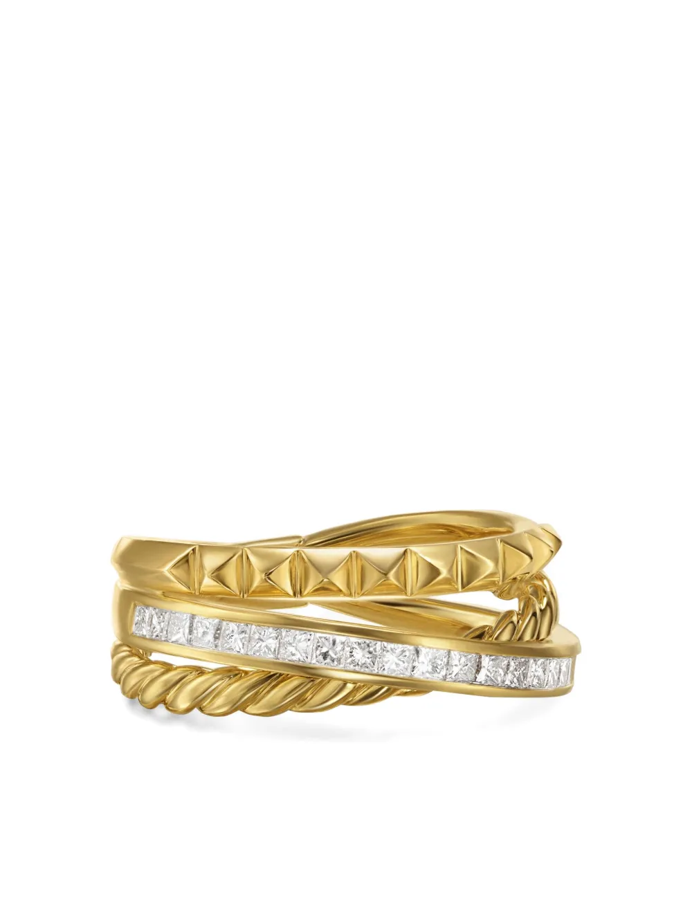 

Кольцо Crossover Trio Three Row из желтого золота с бриллиантами (8 мм) David Yurman, золотой