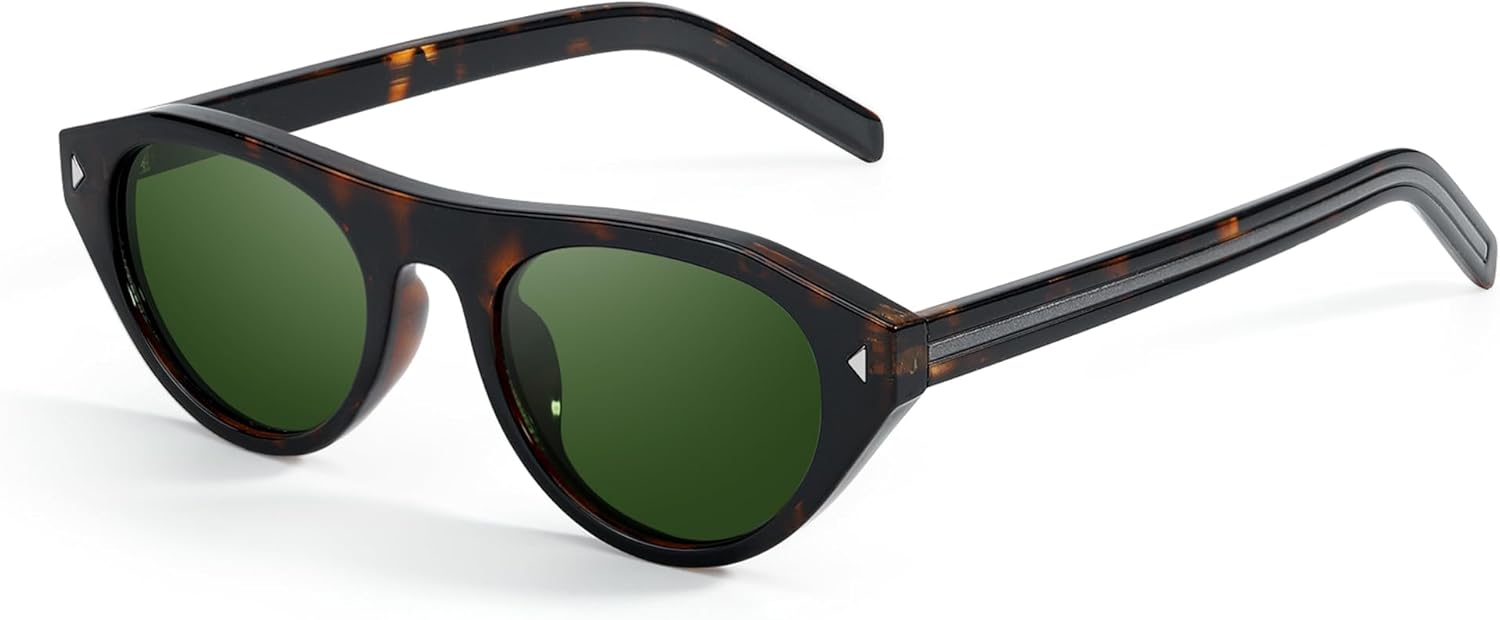 

Овальные солнцезащитные очки «кошачий глаз» для женщин, модная ретро-оправа с защитой от УФ-излучения, идеально подходят для путешествий или вождения DreamCalf, A04-tortoise/Green