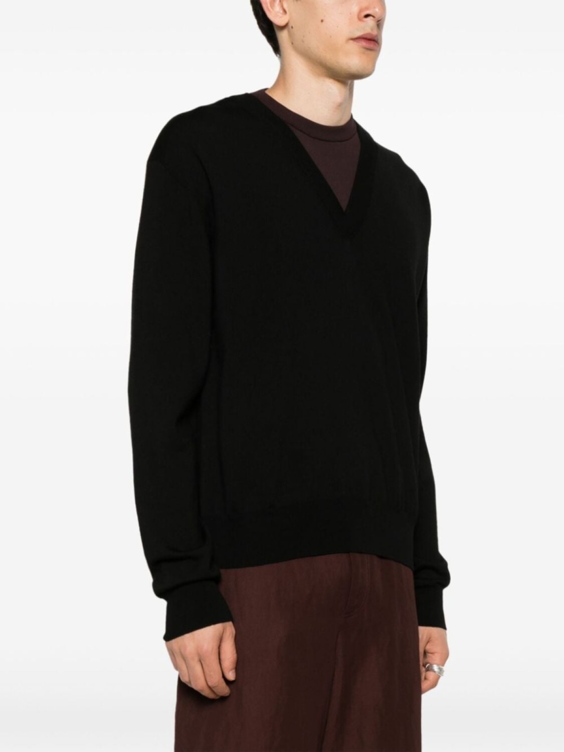 Jil Sander многослойный джемпер из смесовой вирджинской шерсти, черный — фото 3