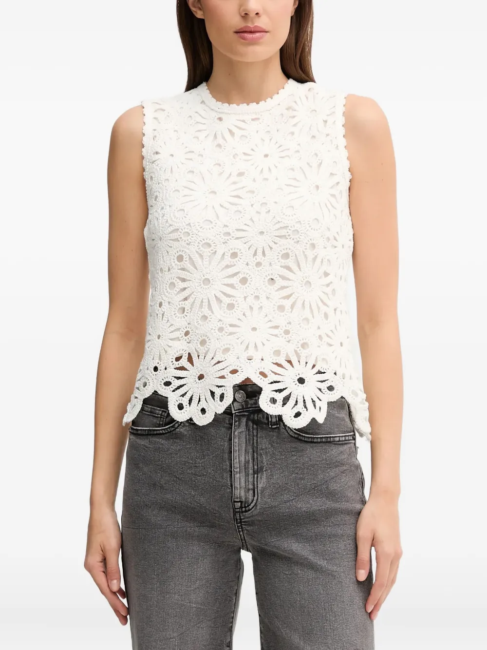 

Кружевной топ без рукавов Pedro Del Hierro, нейтральный