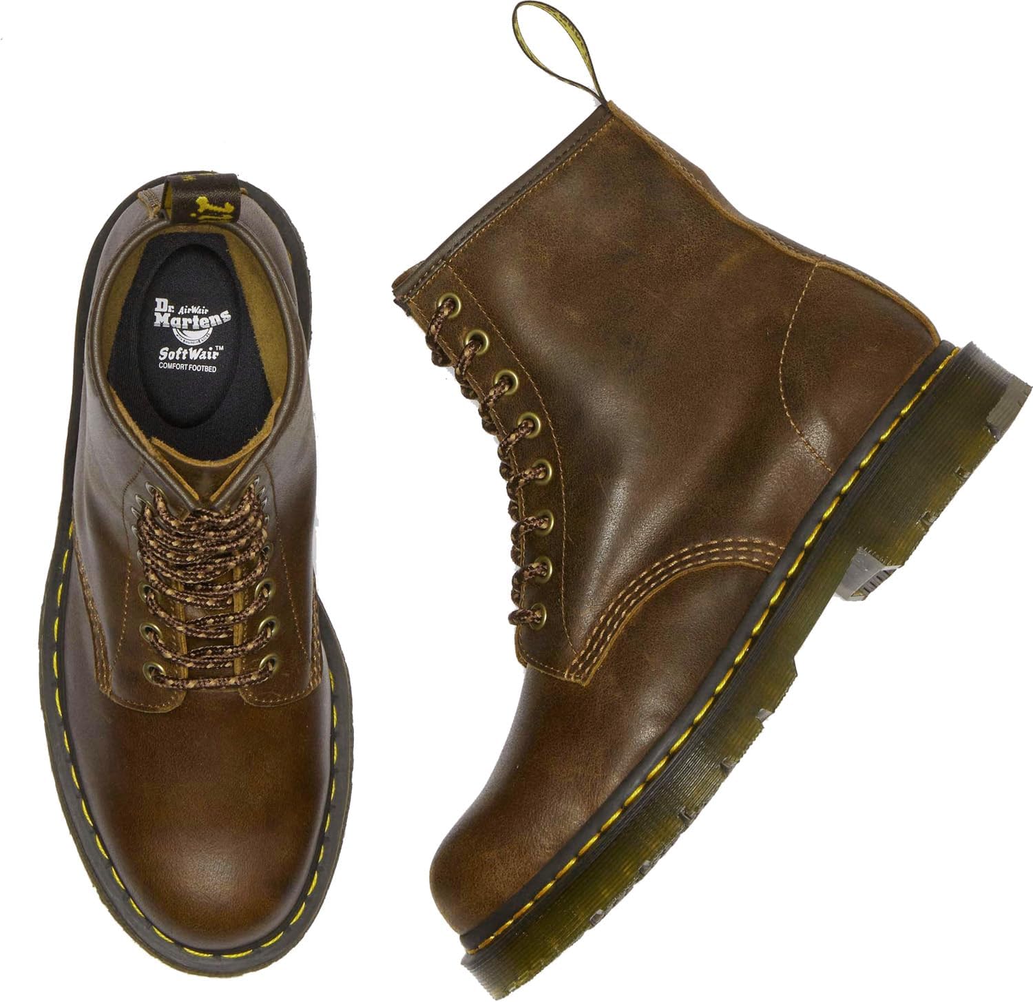 Рабочие ботинки Dr. Martens 1460 Originals унисекс с 8 люверсами, мягким носком и нескользящей подошвой, высота 6 дюймов, Dark Tan — фото 4