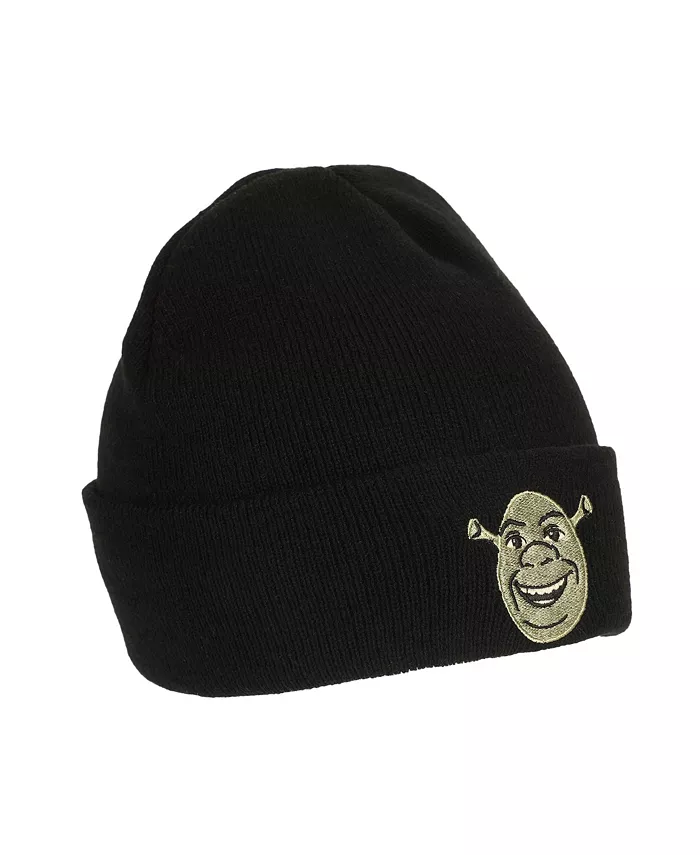 

Мужская вязаная шапка с вышивкой из акрила и стандартной манжетой Shrek, черный
