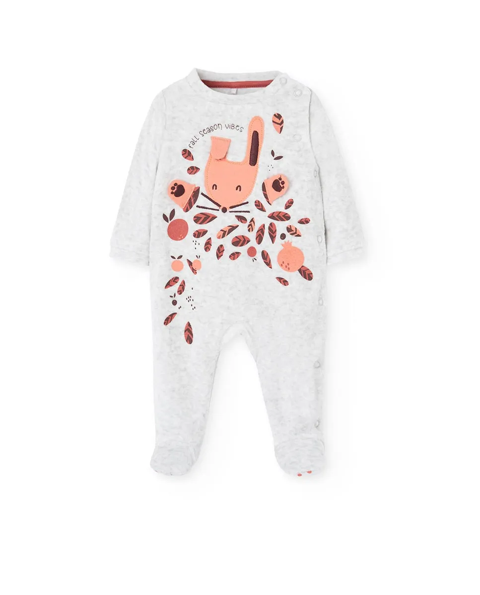 

Бархатный комбинезон для младенца с длинными рукавами Boboli, серый/оранжевый