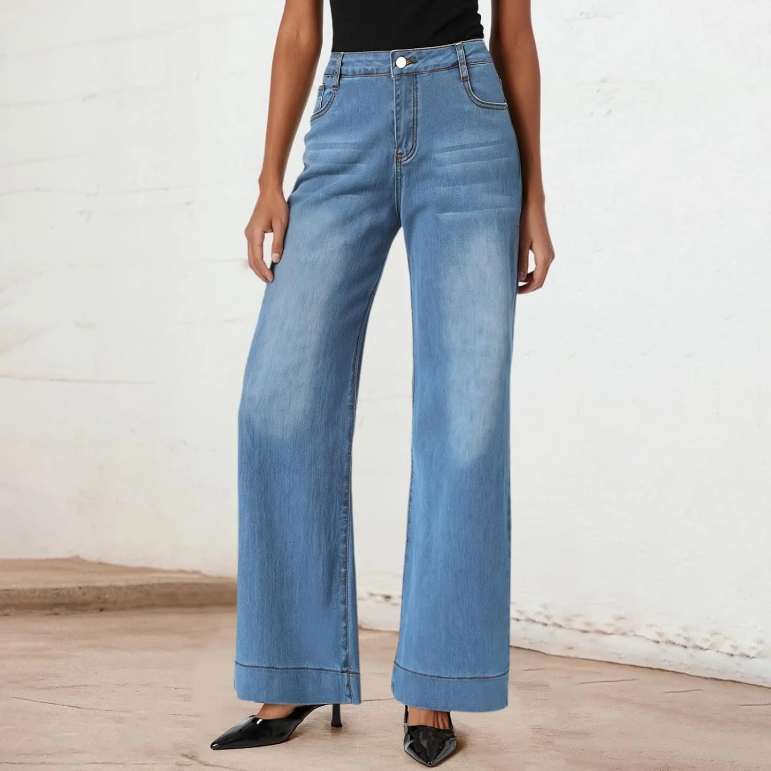 Прямые джинсы женские High Waisted Stretchy — фото 2