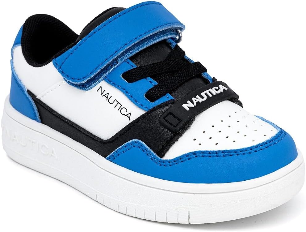 

Детские кроссовки Nautica с регулируемыми ремешками, Удобные повседневные кеды для мальчиков и девочек, малышей и маленьких детей, белый/черный/синий