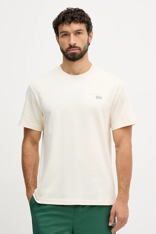 

Хлопковая футболка Lacoste, бежевый