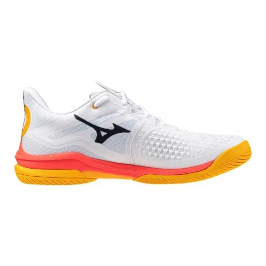 Теннисные кроссовки для всех типов покрытий «Wave Exceed Tour 6 AC» от Mizuno, White X Coral X Citrus — фото 3