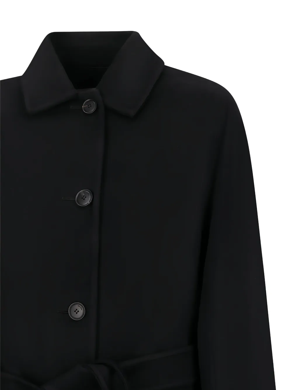 Пальто Лемби с поясом и пуговицами MAX MARA, черный — фото 3