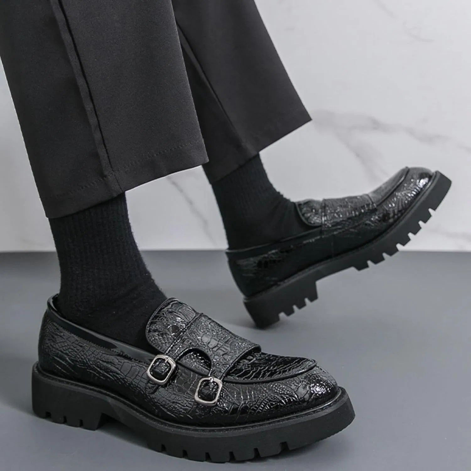 Лоферы мужские Leather Loafers, Black Dwihuize — фото 3