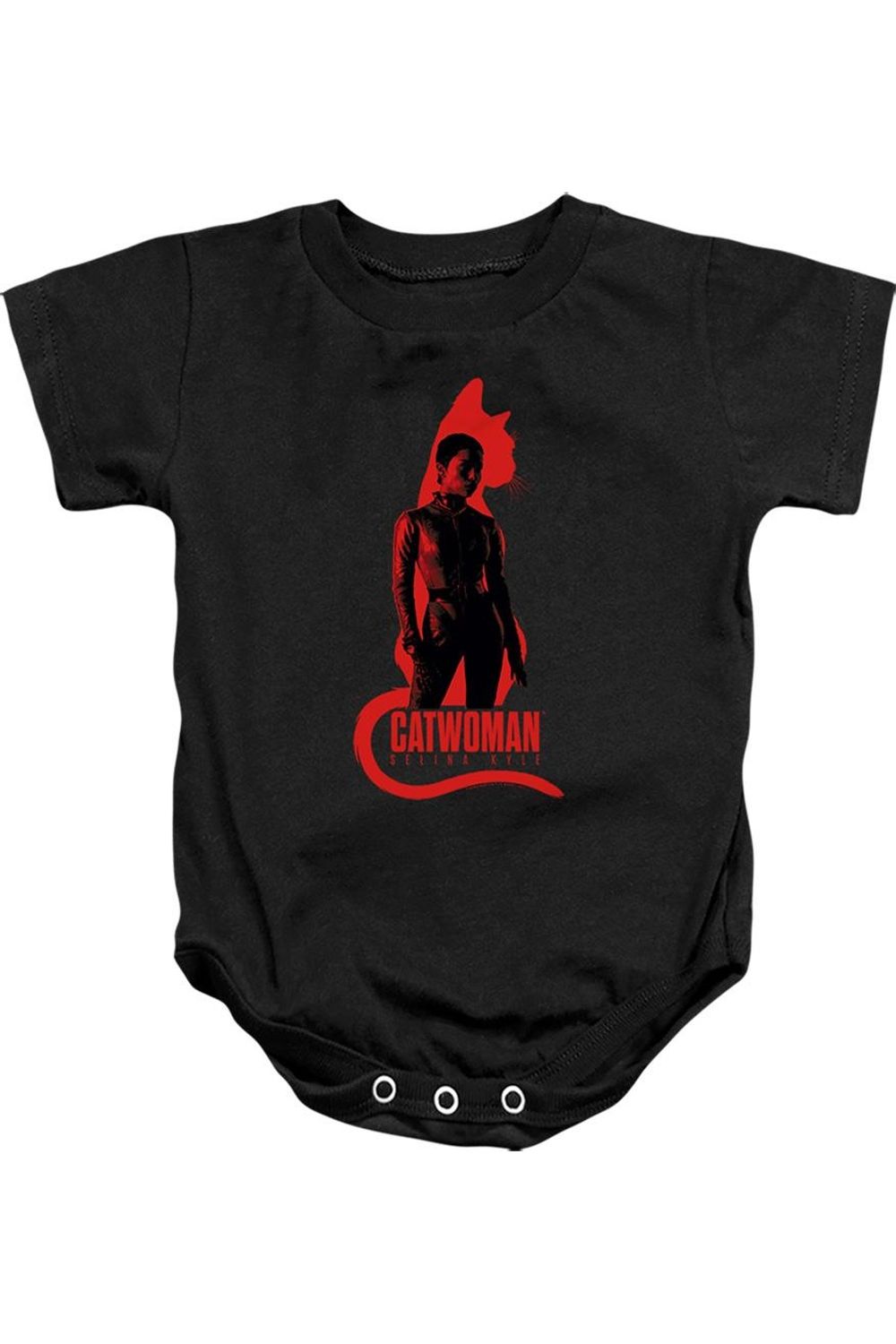 

Детский комбинезон с силуэтом кошки Селины Кайл из фильма «Бэтмен» Gildan, черный