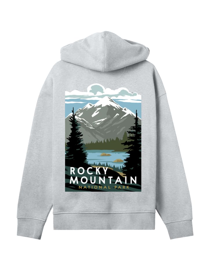 

Толстовка с капюшоном Национальные парки США Роки-Маунтин серого цвета с пятнами F4NT4STIC