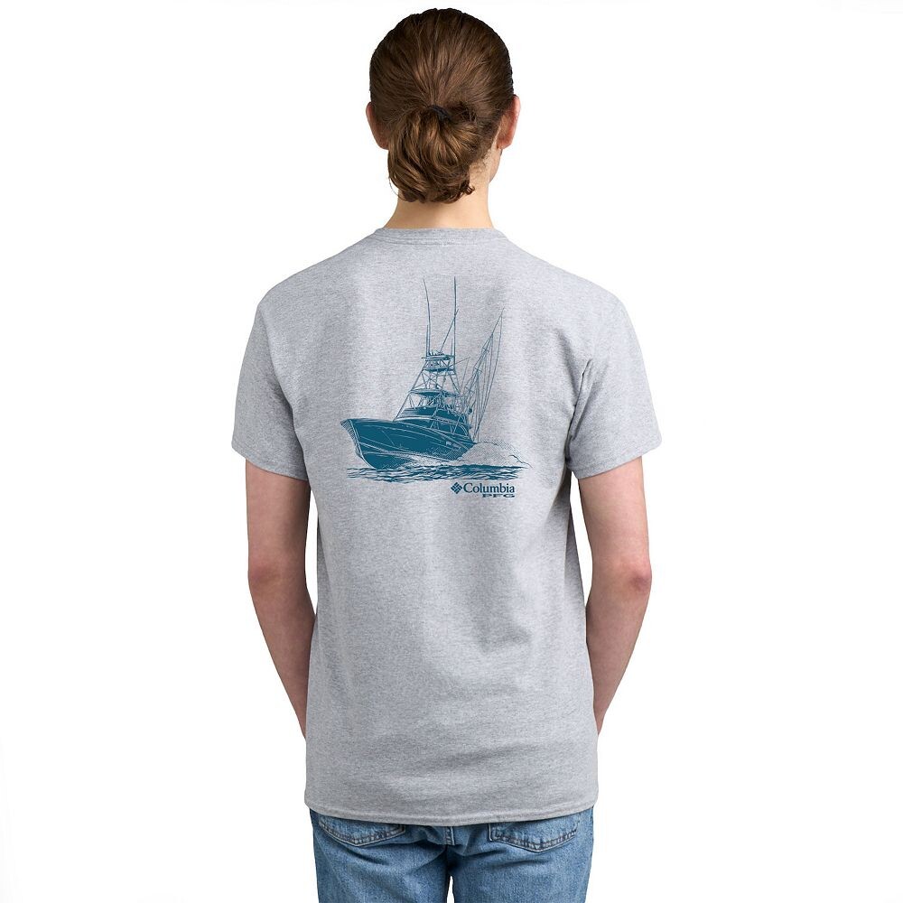 

Мужская футболка с короткими рукавами и рисунком Columbia PFG, цвет Gray Boat