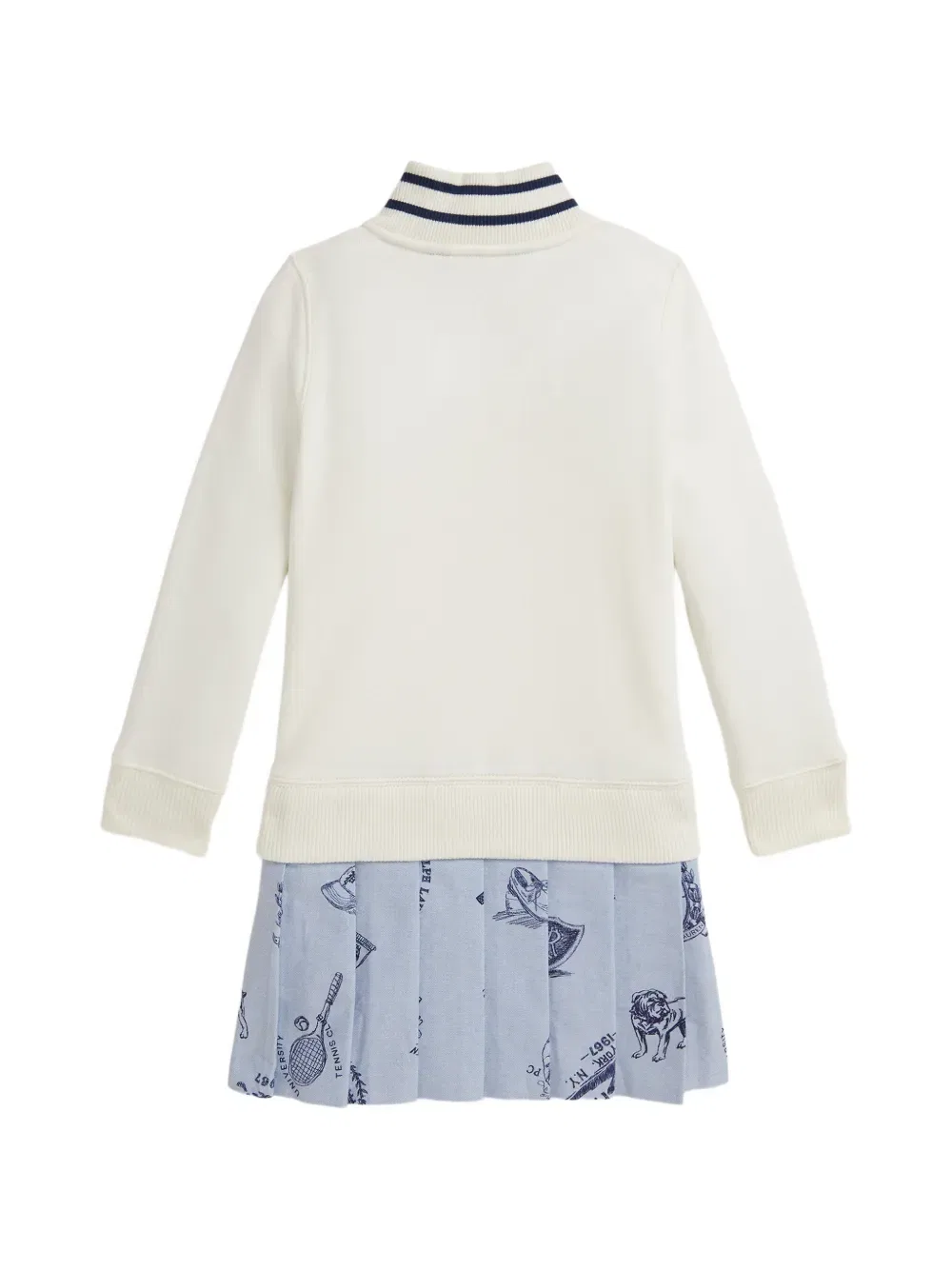Платье с плиссированной юбкой и молнией до середины груди Polo Ralph Lauren Kids, нейтральный — фото 2