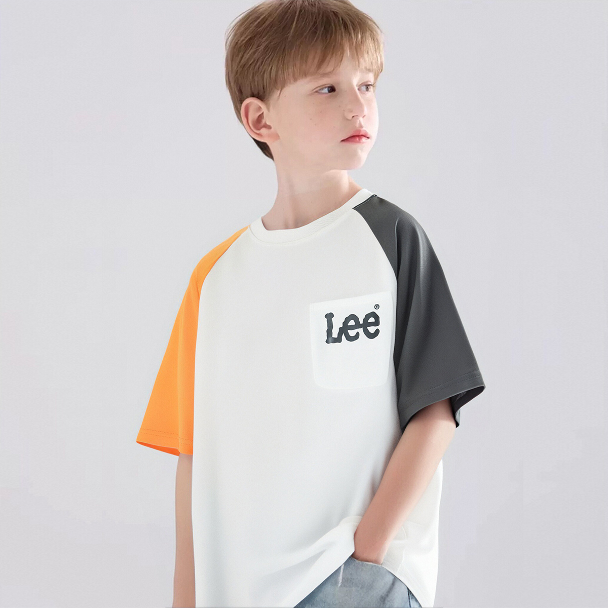 Короткая футболка с v-образным вырезом для детей 3-7 лет Lee, белый — фото 2