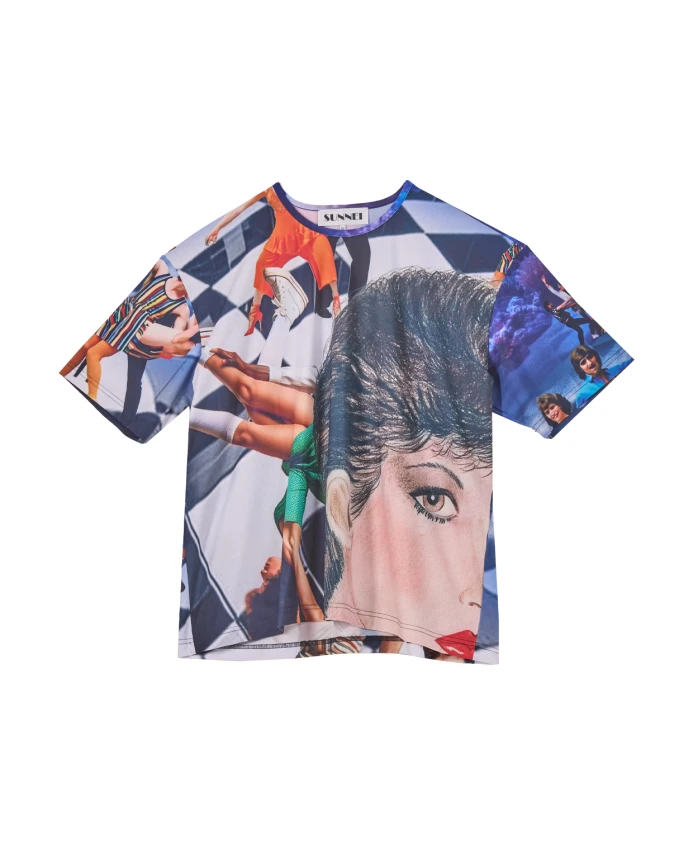 

Футболка оверсайз с принтом Брижит Sunnei, мультиколор