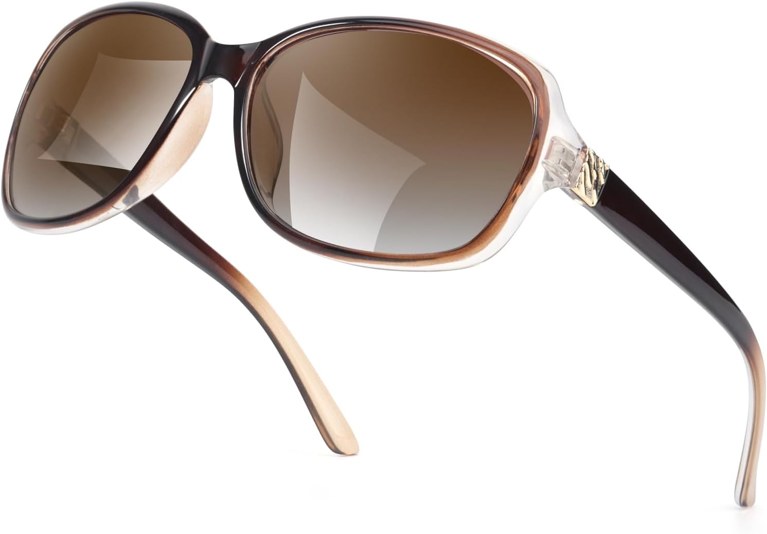 

Женские поляризованные солнцезащитные очки LVIOE в стиле ретро, ​​увеличенного размера, с защитой от УФ-излучения UV400 LS8158, A07 Clear Brown Frame/Brown Polarized Lenses