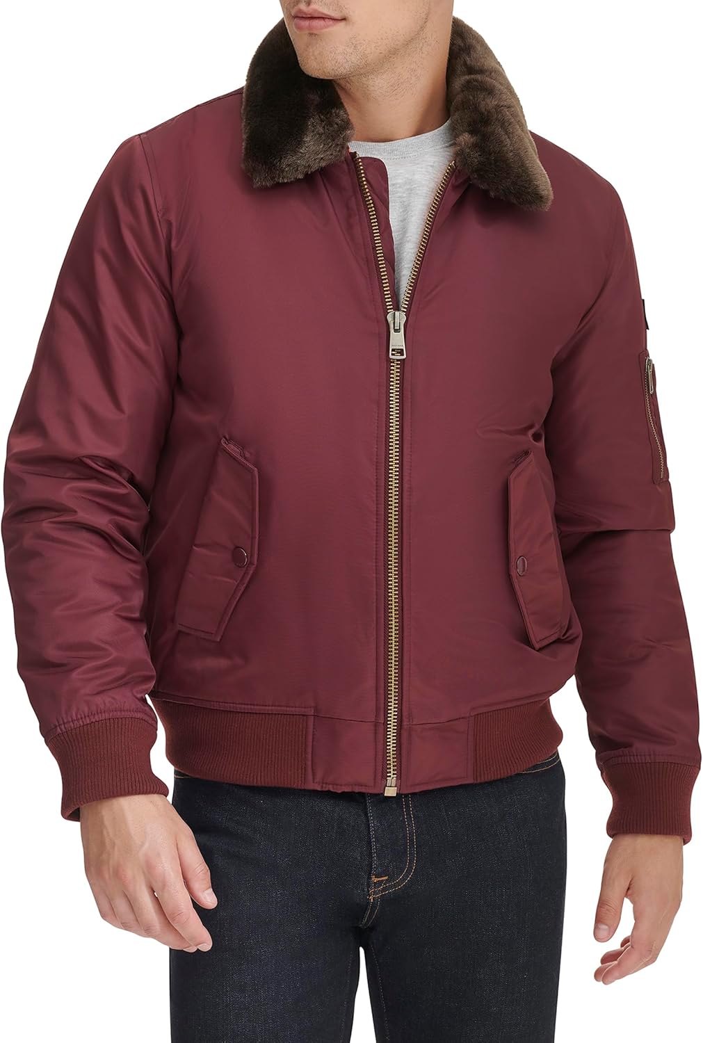 

Мужская офицерская куртка Tommy Hilfiger Laydown с пришитым ворсистым воротником, Burgundy