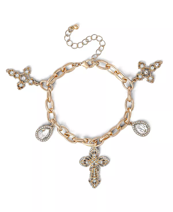 

Браслет с подвеской в виде хрустального креста Jessica Simpson, gold