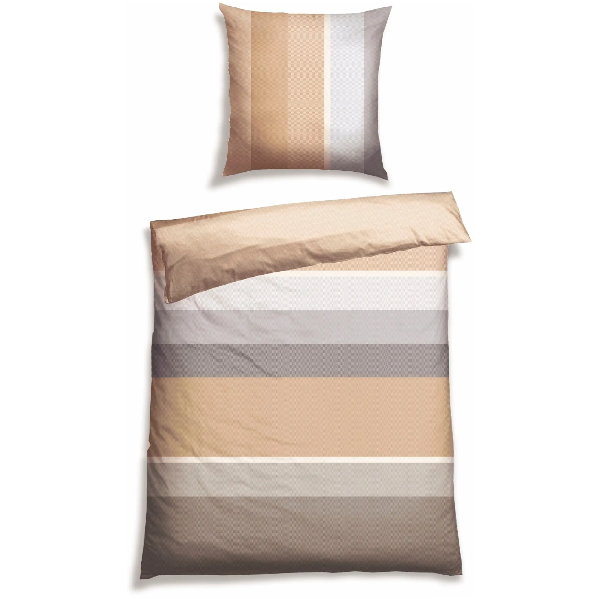 

Постельное белье Schiesser «Endy Stripes из мягкого хлопка с эффектом блочных полосок», (2 шт.), MADE IN GREEN, сертификат OEKO-TEX, цвет Sand