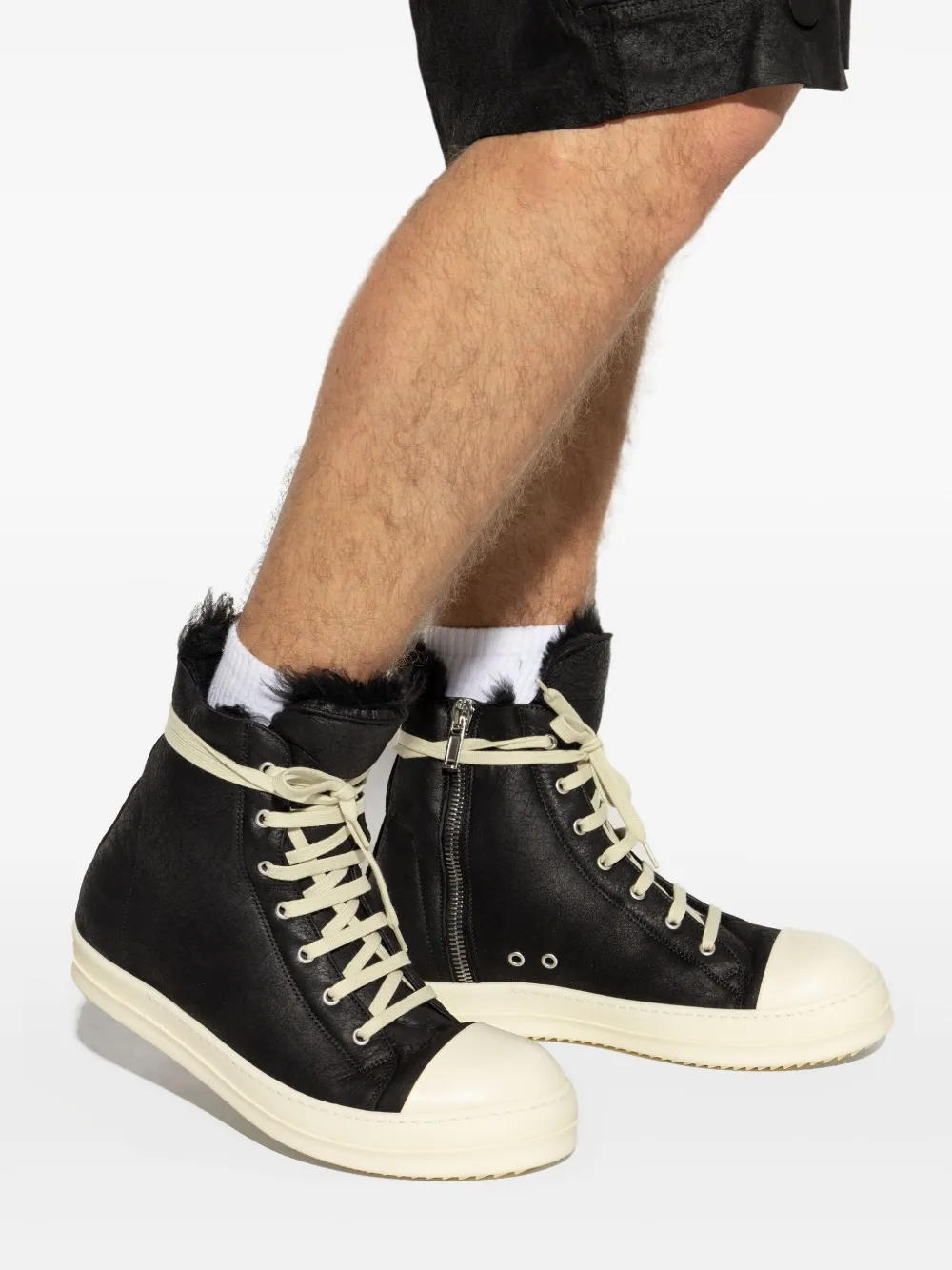 Кеды с меховой подкладкой Rick Owens, черный — фото 4