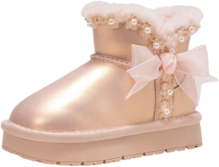 

Детские Ботинки для Девочек с Блестками, Снежные Нескользящие Ботинки с Пайетками для Малышей и Старших Детей BININBOX, Pink