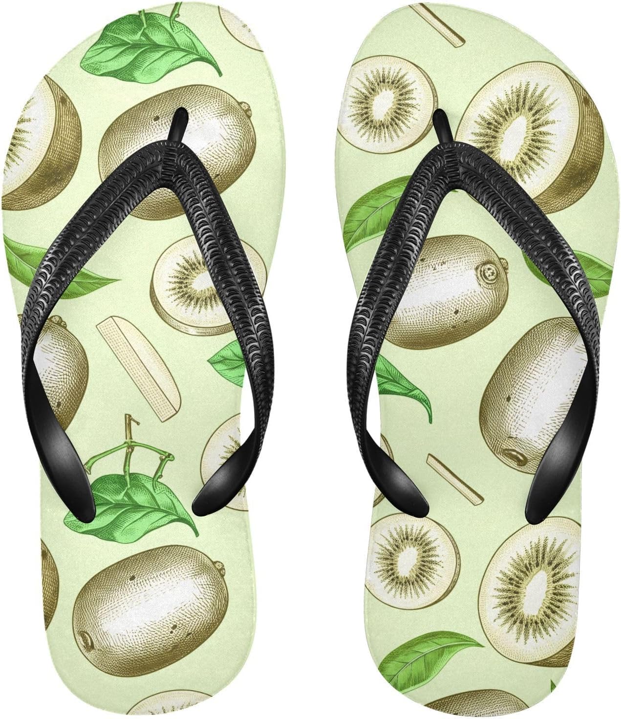 

Шлепанцы с рисунком листьев киви, зеленые, для пляжа, душа, резинескользящие летние тапочки для мужчин и женщин, для прогулок Sinestour